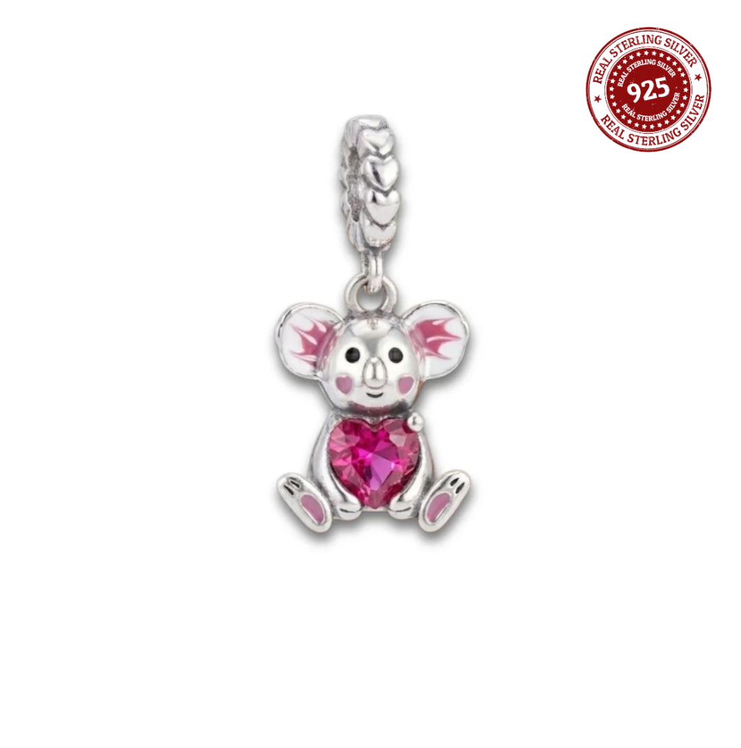 Sparkling Heart Koala Dangle Charm