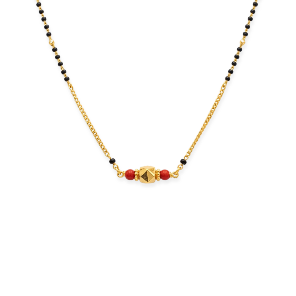 Handmade Ashtapailu Coral Mangalsutra | 24 Carat Gold Plated
