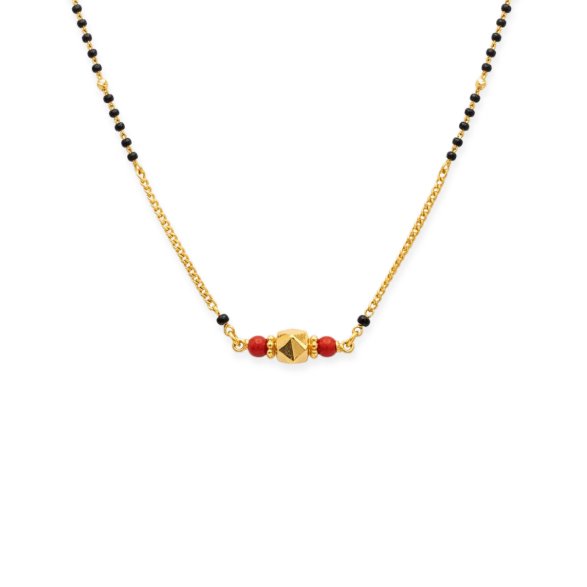 Handmade Ashtapailu Coral Mangalsutra | 24 Carat Gold Plated