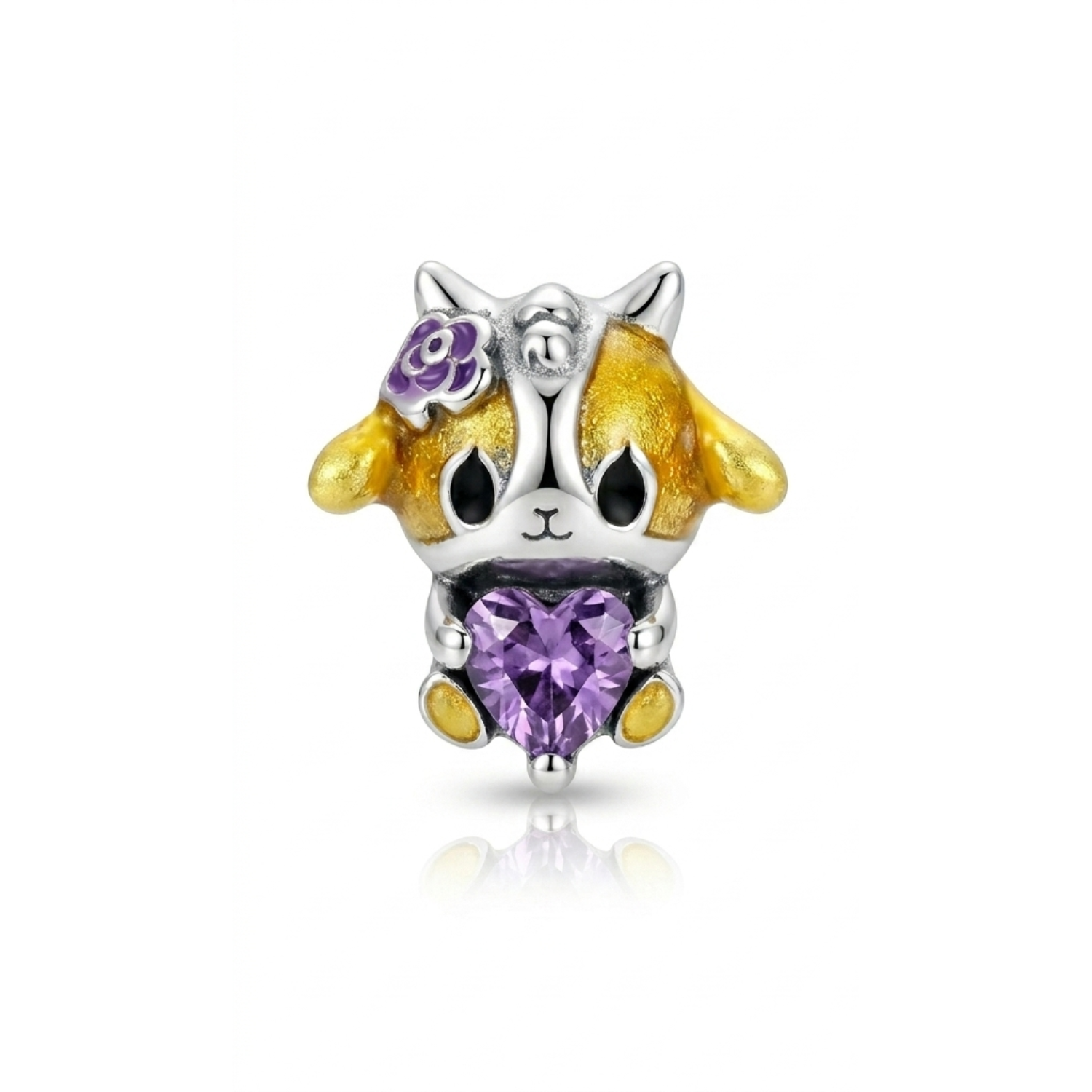925 Silver Golden Pup Love Charm