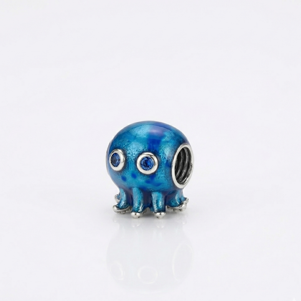 925 Silver Ocean Octopus Blue Charm