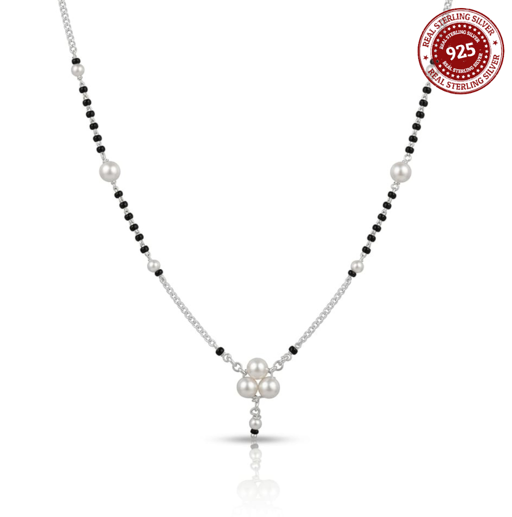 925 Silver Pearl Cluster Mangalsutra