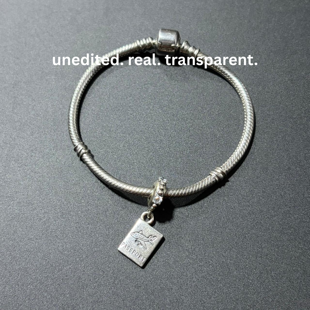 925 Silver CZ Passport & Airplane Dangle Charm