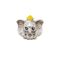 Silver elephant charm with a yellow top on a white background