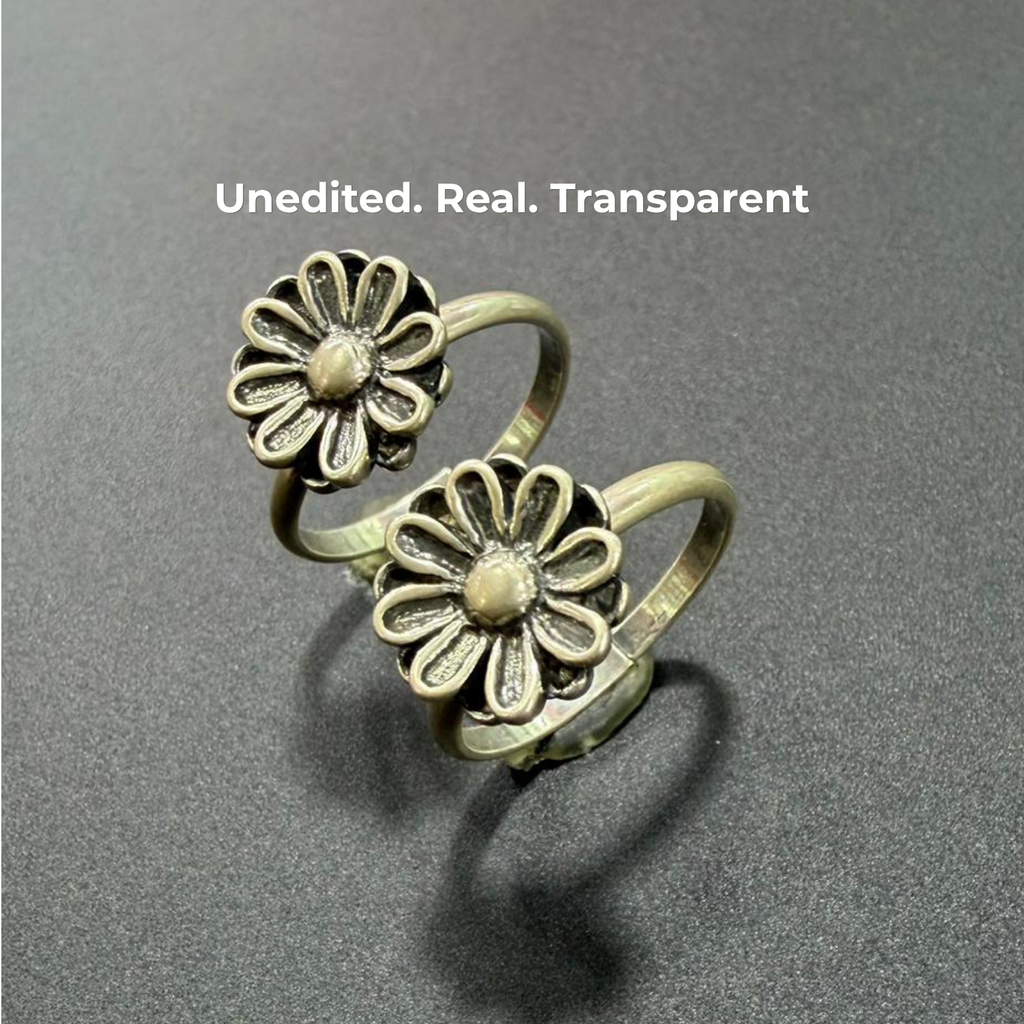 Traditional Floral Adjustable 925 Silver Toe Ring