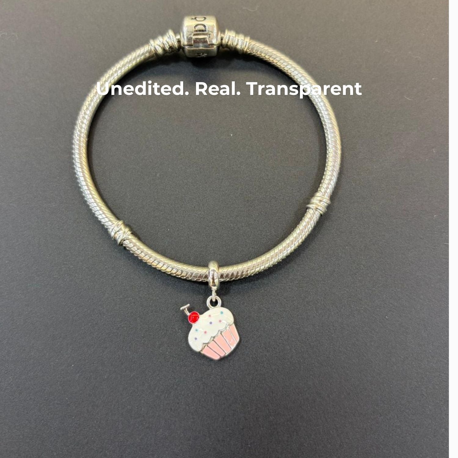 925 Silver Sweet Cherry Cupcake Dangle Charm