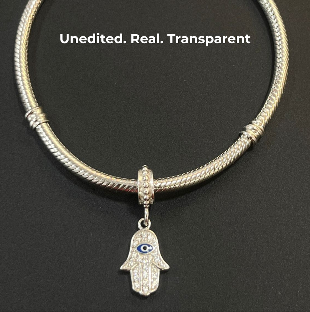CZ Hamsa Evil Eye Protection Dangle Charm