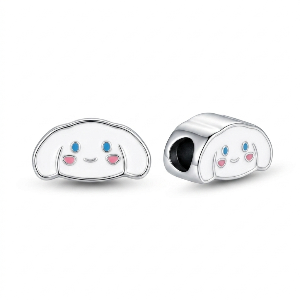 925 Silver Blue Eyes Blush Puppy Charm