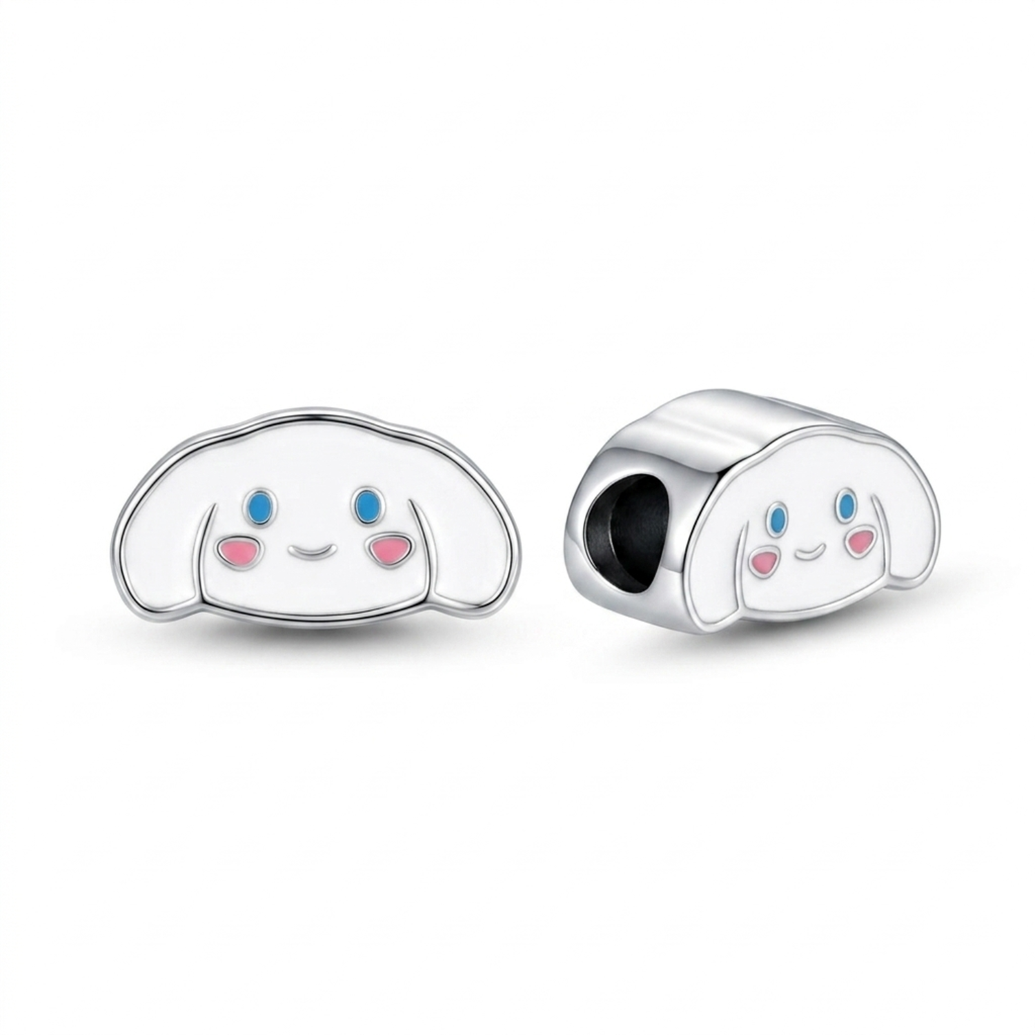 925 Silver Blue Eyes Blush Puppy Charm