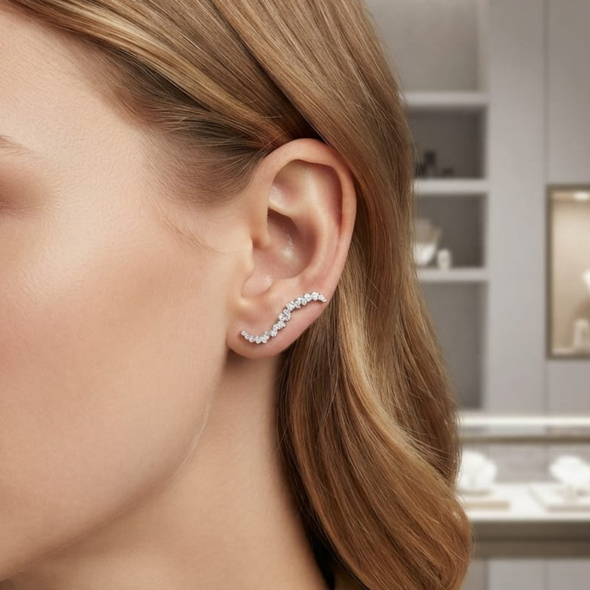 92.5 Silver CZ Wave Ear Climber
