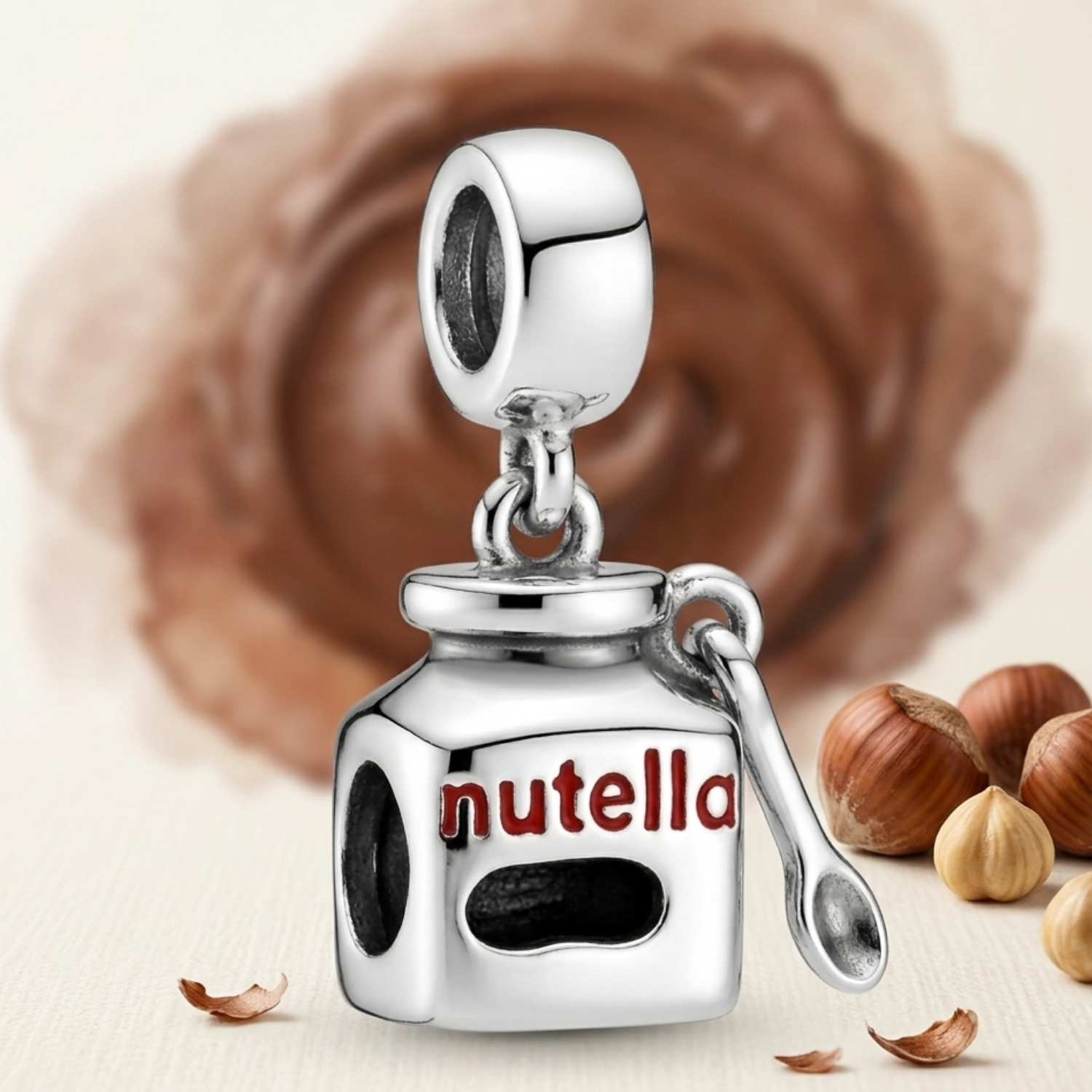 925 Silver Nutella Jar & Spoon Dangle Charm