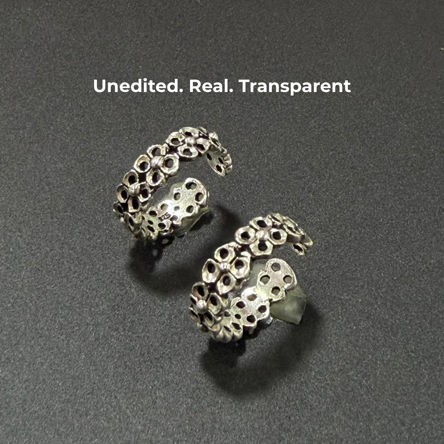 Traditional Oxidized Floral Jodvi 925 Silver Toe Ring