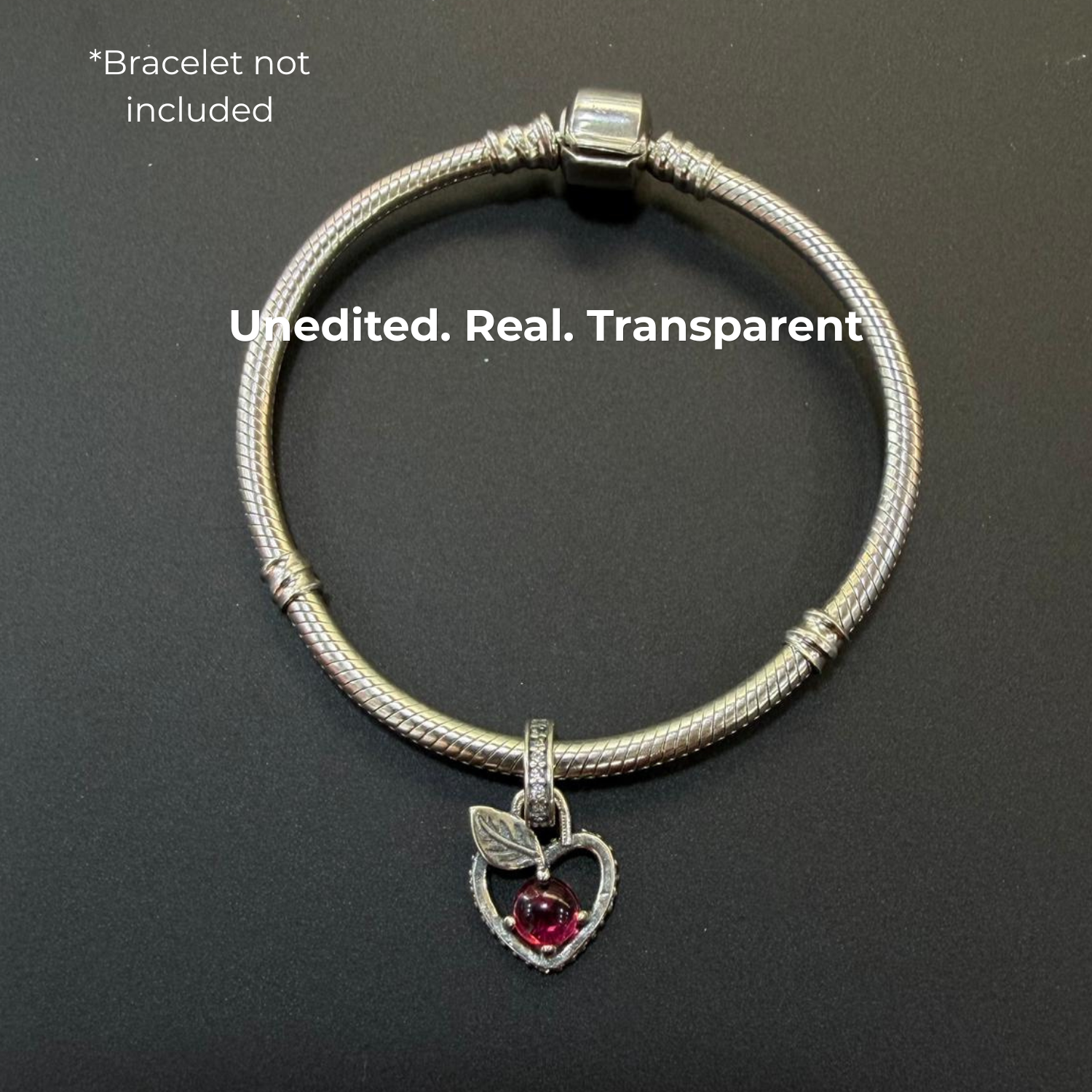 925 Silver Forbidden Apple Heart Charm