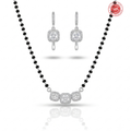 925 Silver CZ Mangalsutra Set with Earrings