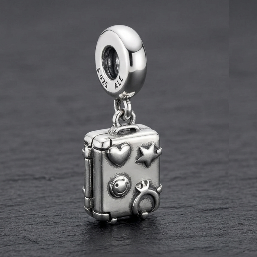 Travel Charm – Openable Suitcase with Photo Insert (925 Silver)