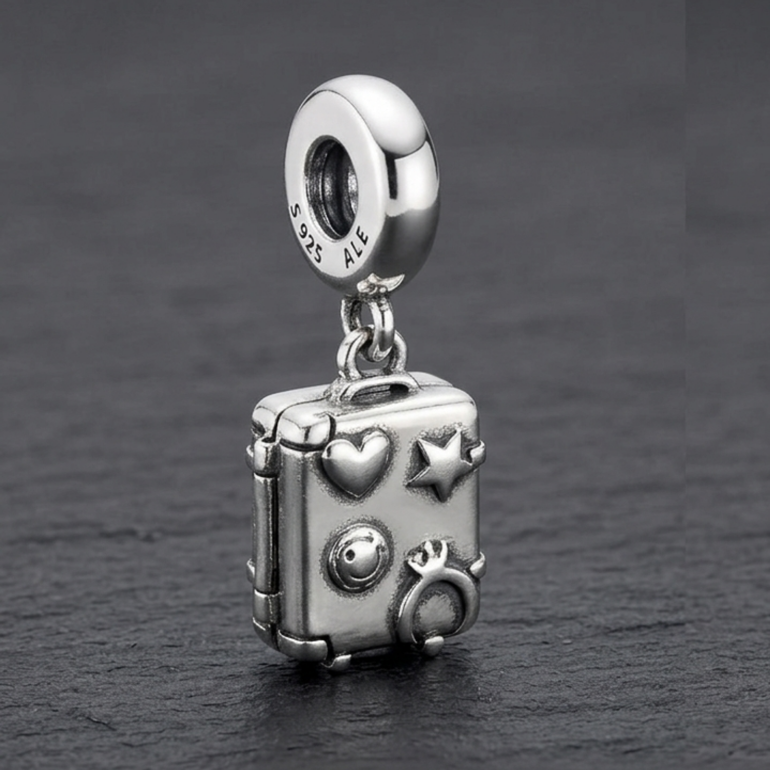 Travel Charm – Openable Suitcase with Photo Insert (925 Silver)