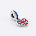 925 Silver UK Heart Union Jack Dangle Charm