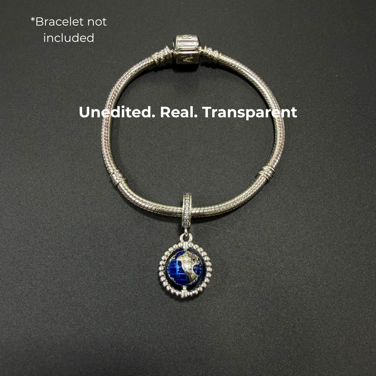 925 Silver Spinning World Globe Charm