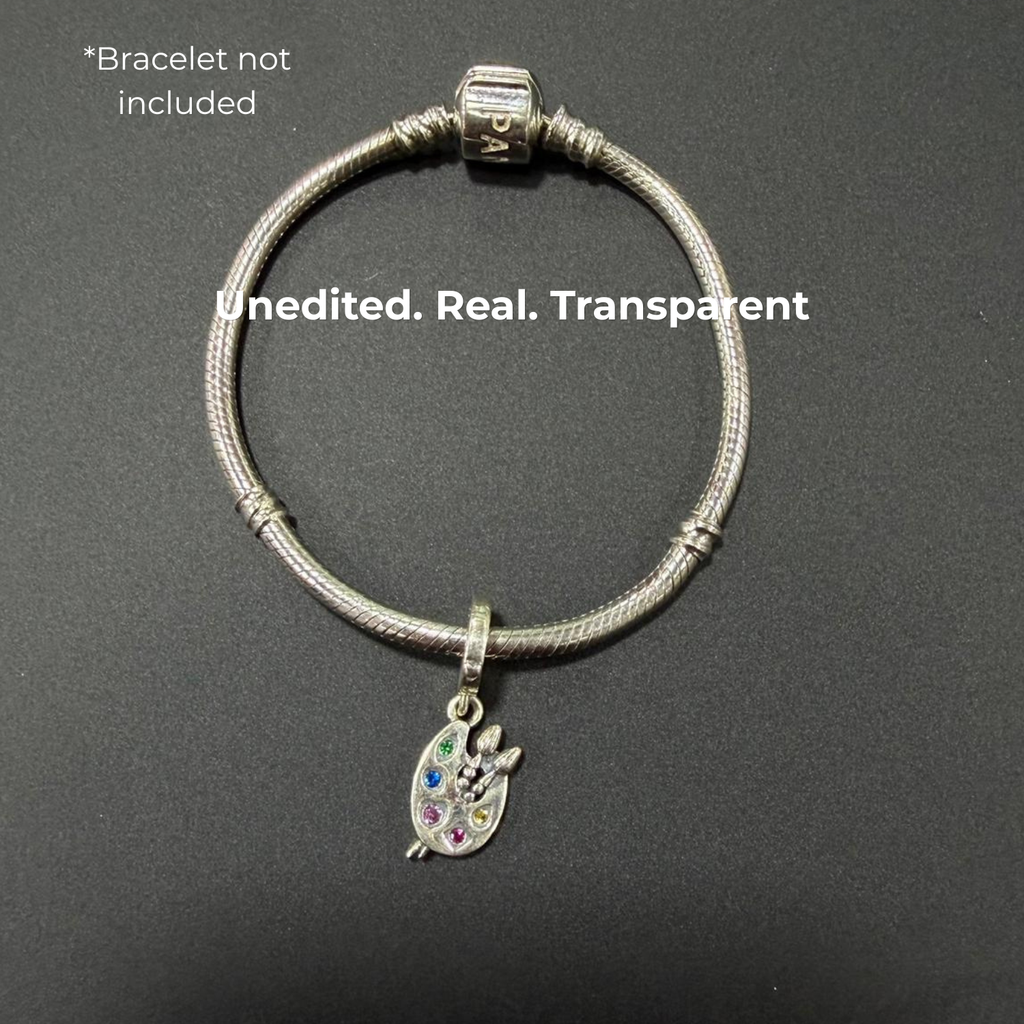 925 Silver Artist's Palette & Paintbrush Dangle Charm