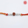 925 Silver Rudraksha Rakhi with Hammered Beads