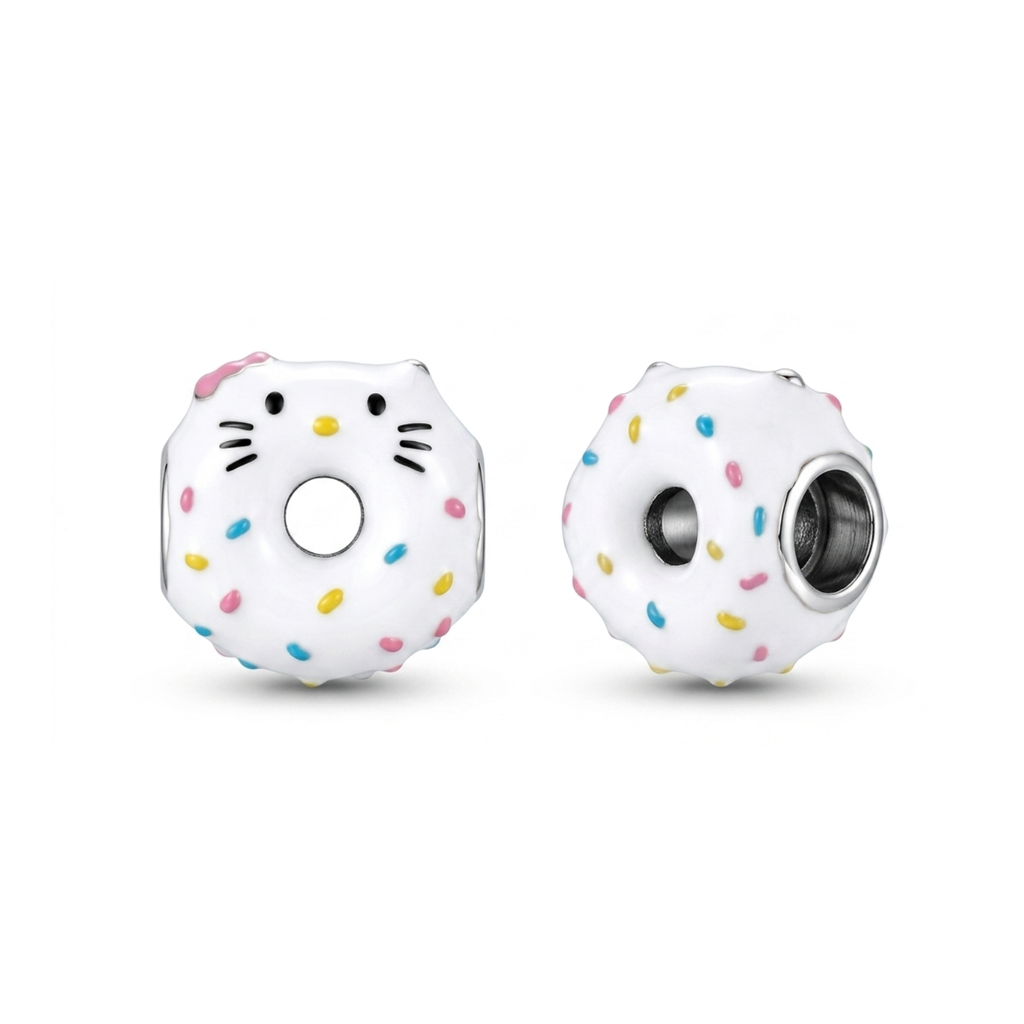 925 Silver Sweet Treat Kitty Donut Charm