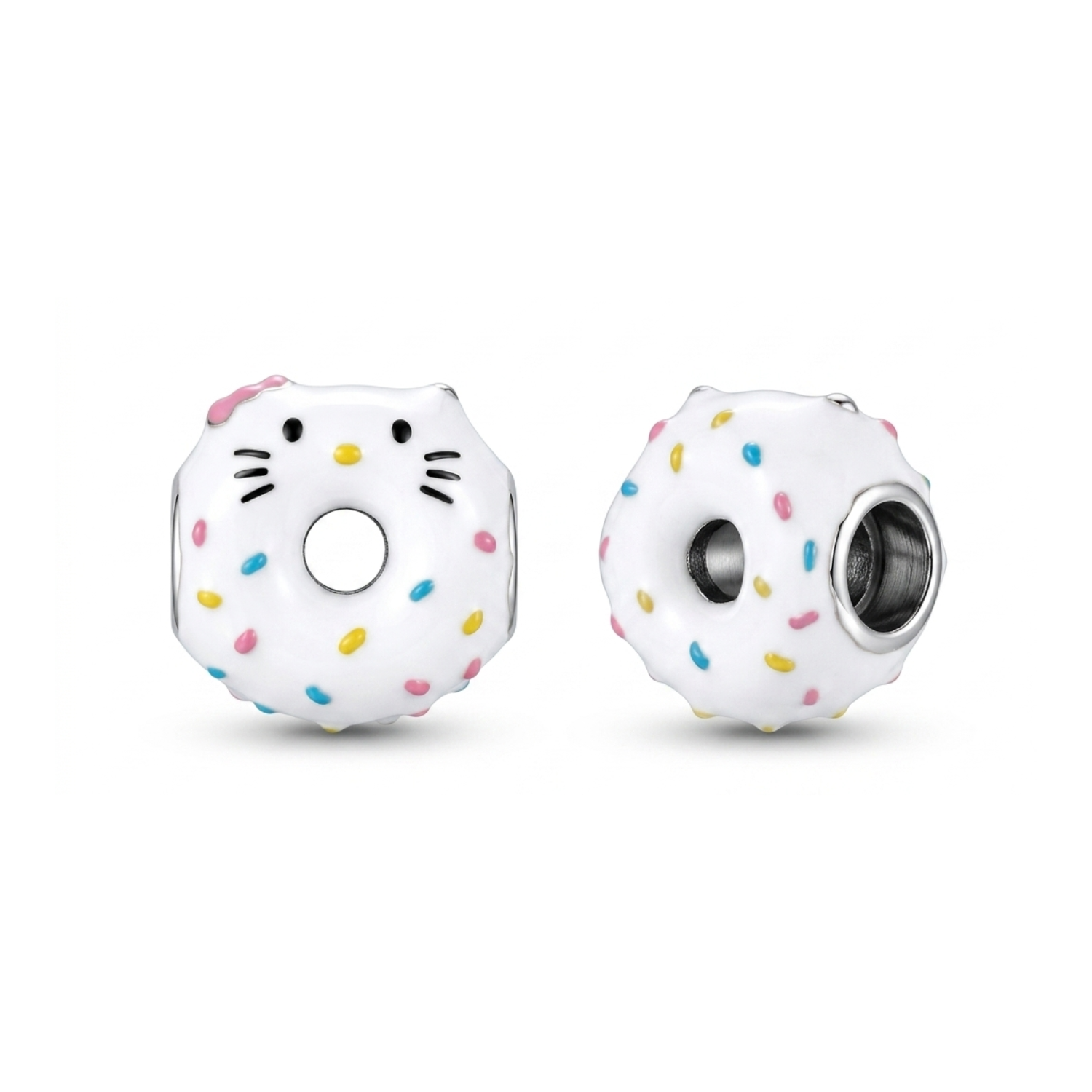 925 Silver Sweet Treat Kitty Donut Charm