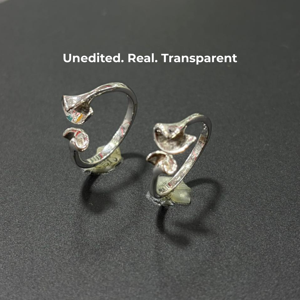 Contemporary Calla Lily Bypass Jodvi 925 Silver Toe Ring