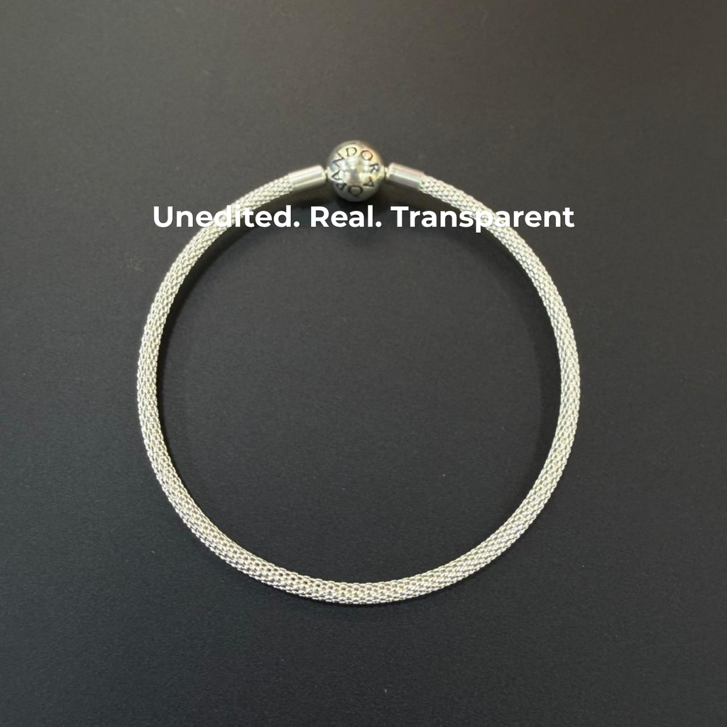 925 Sterling Silver Mesh Charm Bracelet