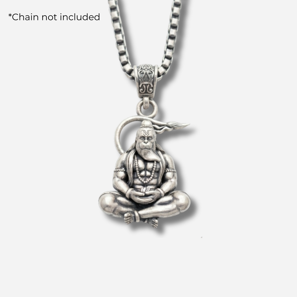 925 Silver Sankat Mochan Hanuman Pendant: Strength in Stillness
