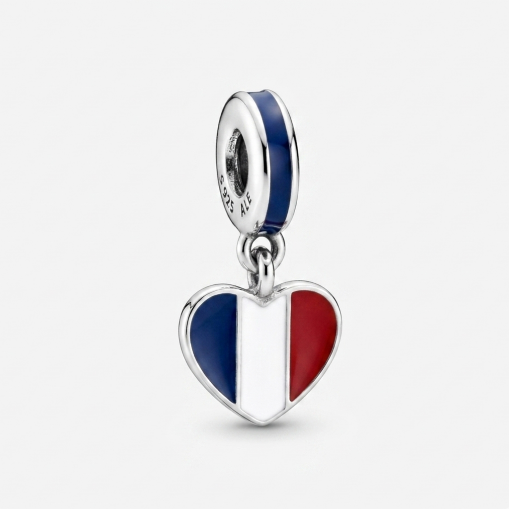 925 Silver French Heart Travel Dangle Charm
