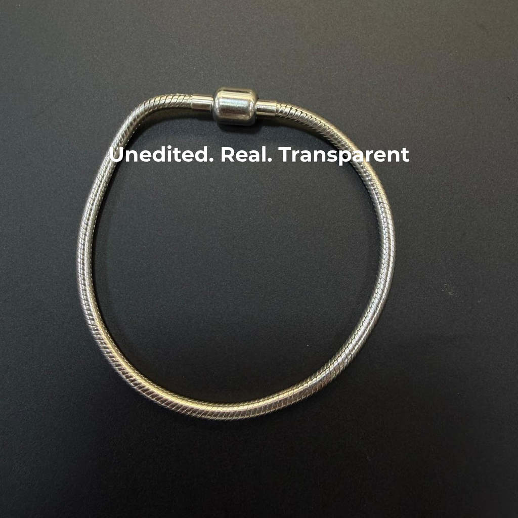 925 Sterling Silver Snake Chain Bracelet with Screw Barrel Lock