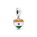 925 Silver India Heart Tricolour Dangle Charm