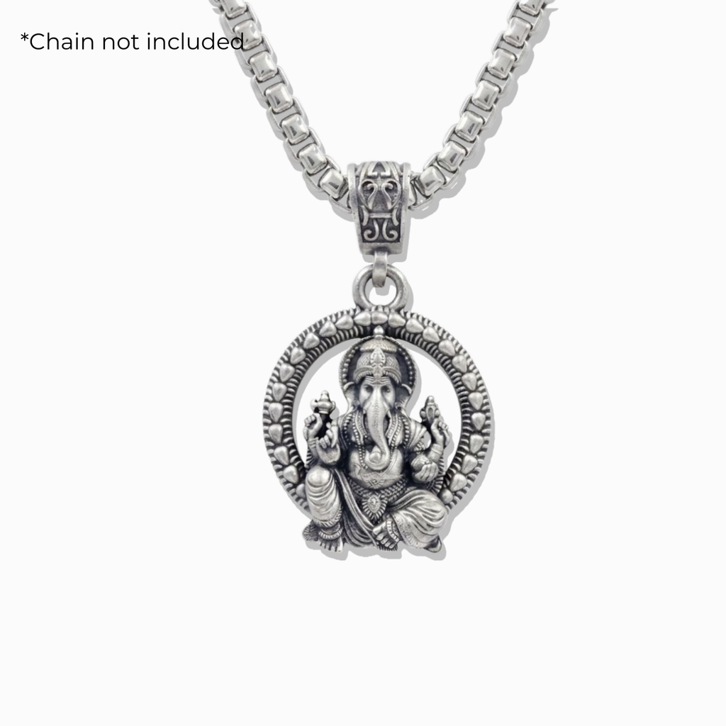 925 Silver Lord Ganesha: The Divine Halo Pendant