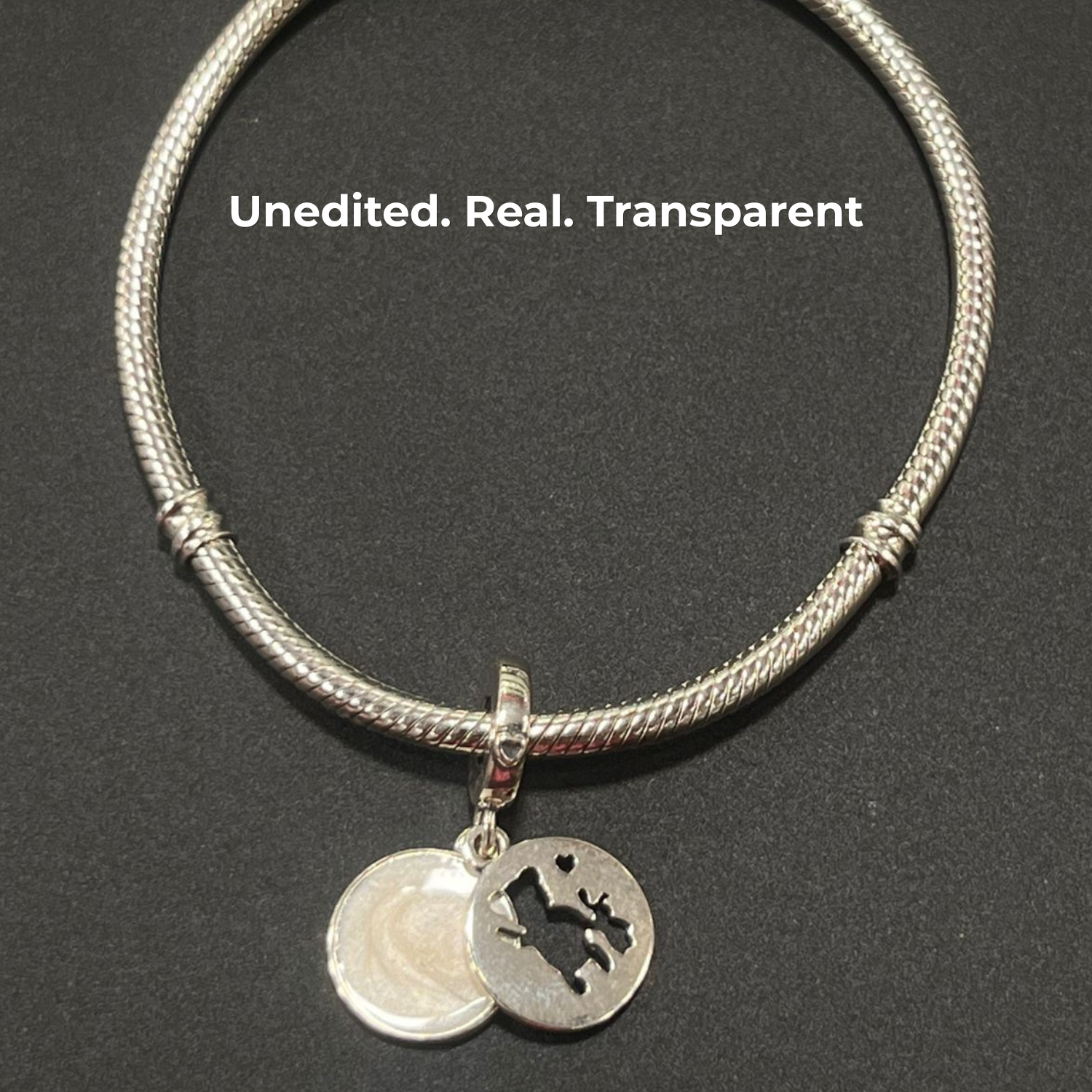 925 Silver Teddy Bear Pink Disc Dangle Charm