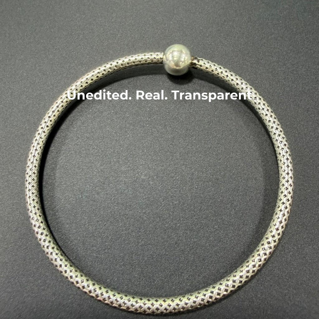 925 Sterling Silver Diamond-Pattern Mesh Bangle