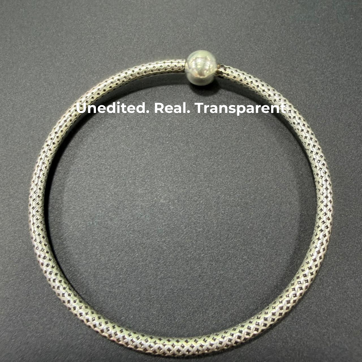 925 Sterling Silver Diamond-Pattern Mesh Bangle