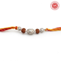 925 Silver Rudraksha Rakhi with Oval Silver Bead