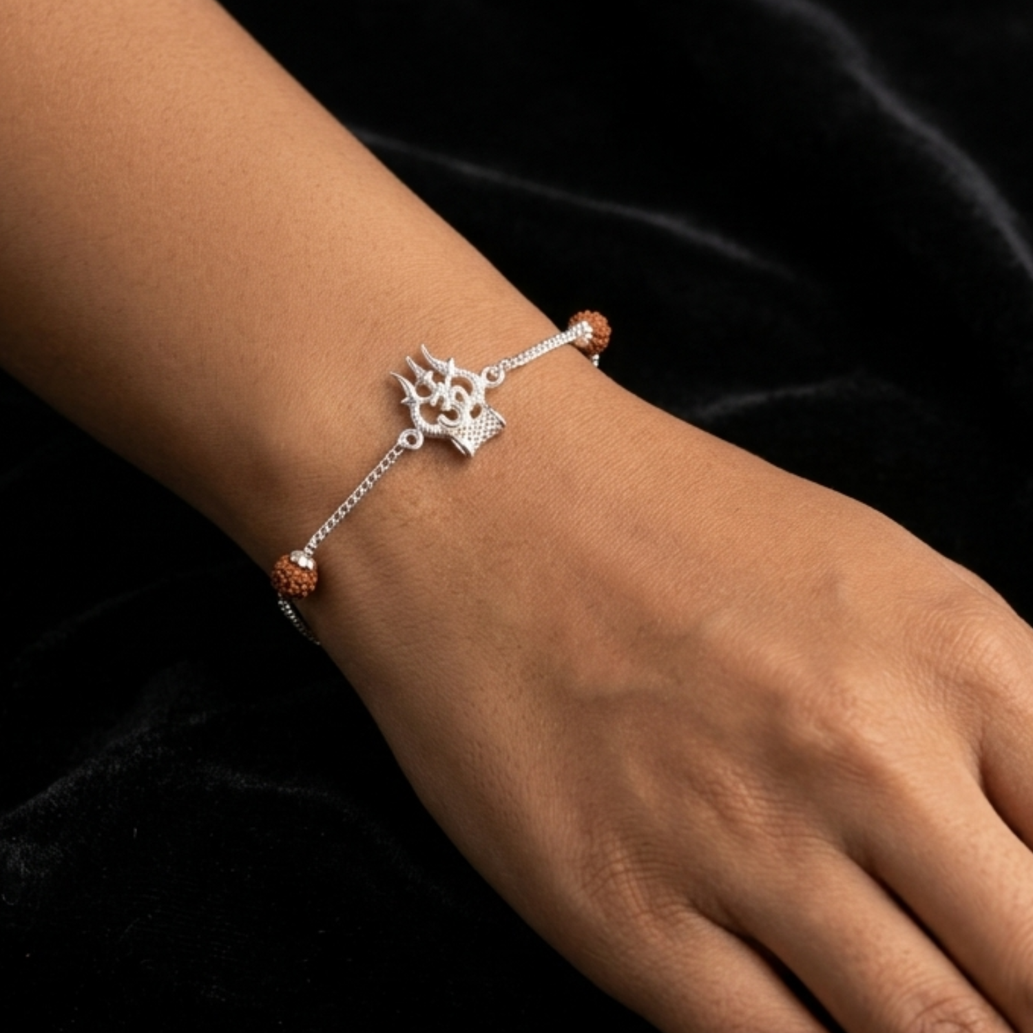 Trishul Damaru Om Rudraksh Bracelet | 92.5 Sterling Silver