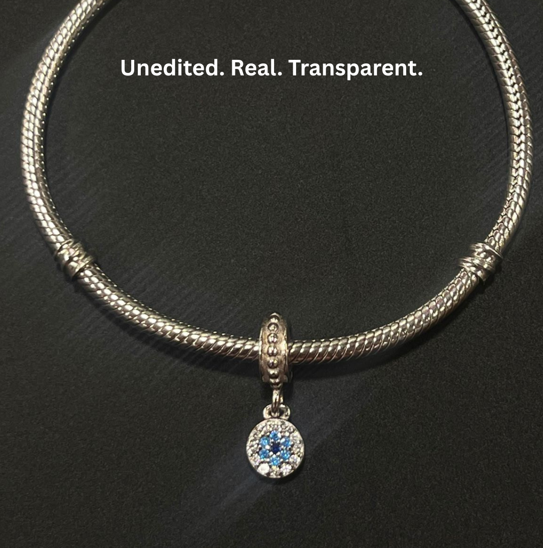 925 Silver Crystal Evil Eye Protection Charm