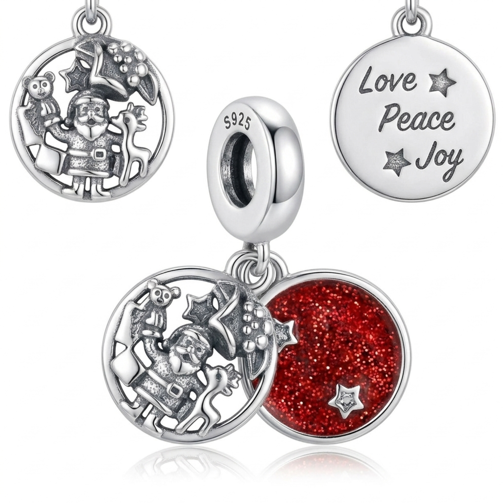925 Silver Festive Wishes Dangle Charm (Santa Claus)