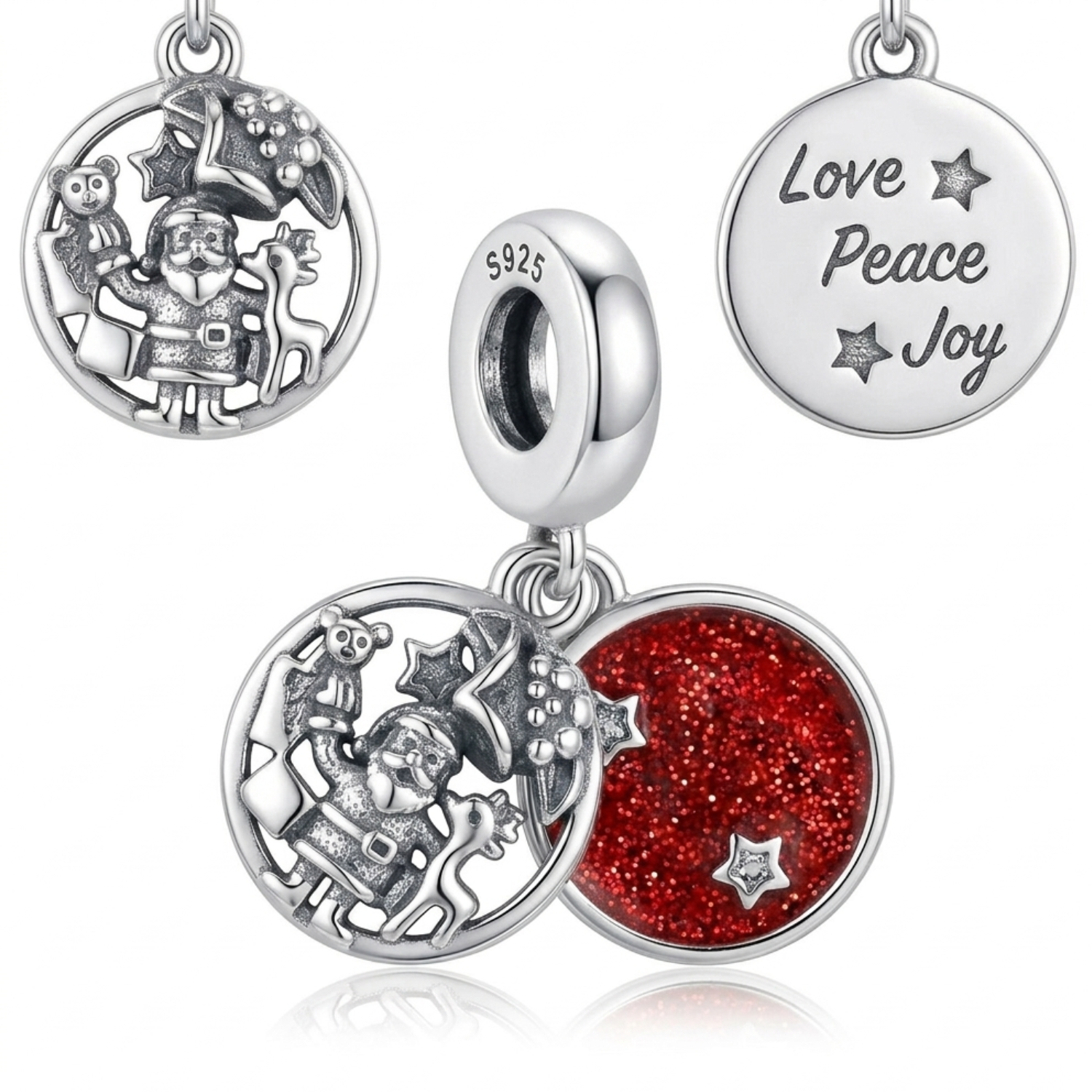 925 Silver Festive Wishes Dangle Charm (Santa Claus)