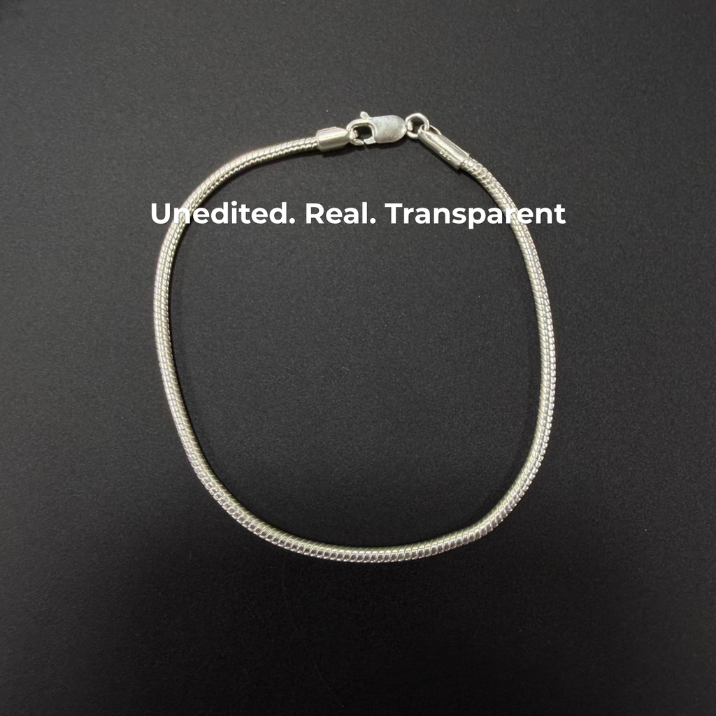 925 Sterling Silver Petite Rounded Snake Chain Bracelet