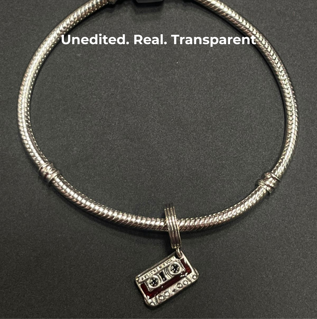 925 Silver Retro Cassette Tape Dangle Charm