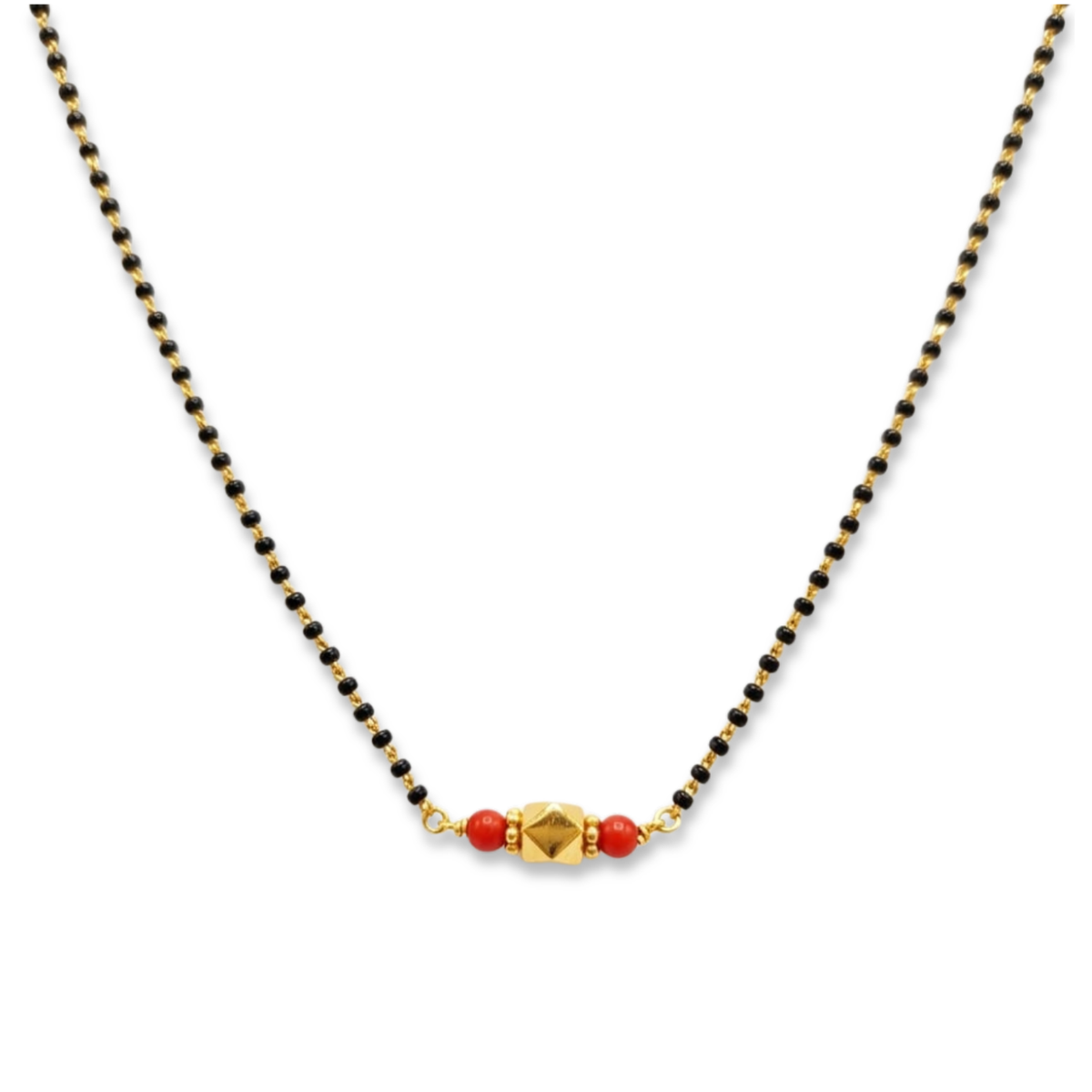 Handmade Ashtapailu Coral Mangalsutra | 24 Carat Gold Plated