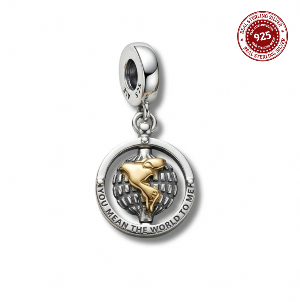 "You Mean the World to Me" Spinning Globe Charm