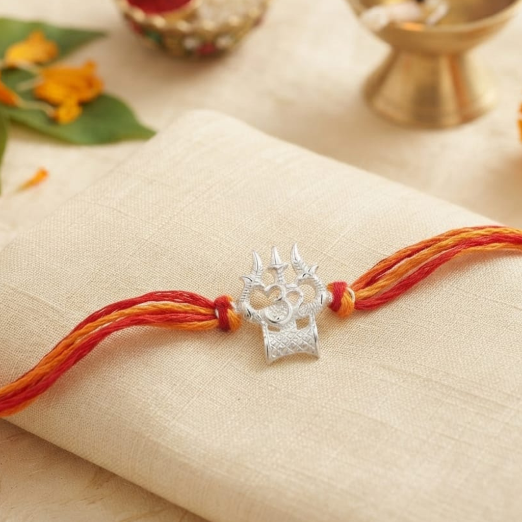 925 Silver Om Trishul Rakhi