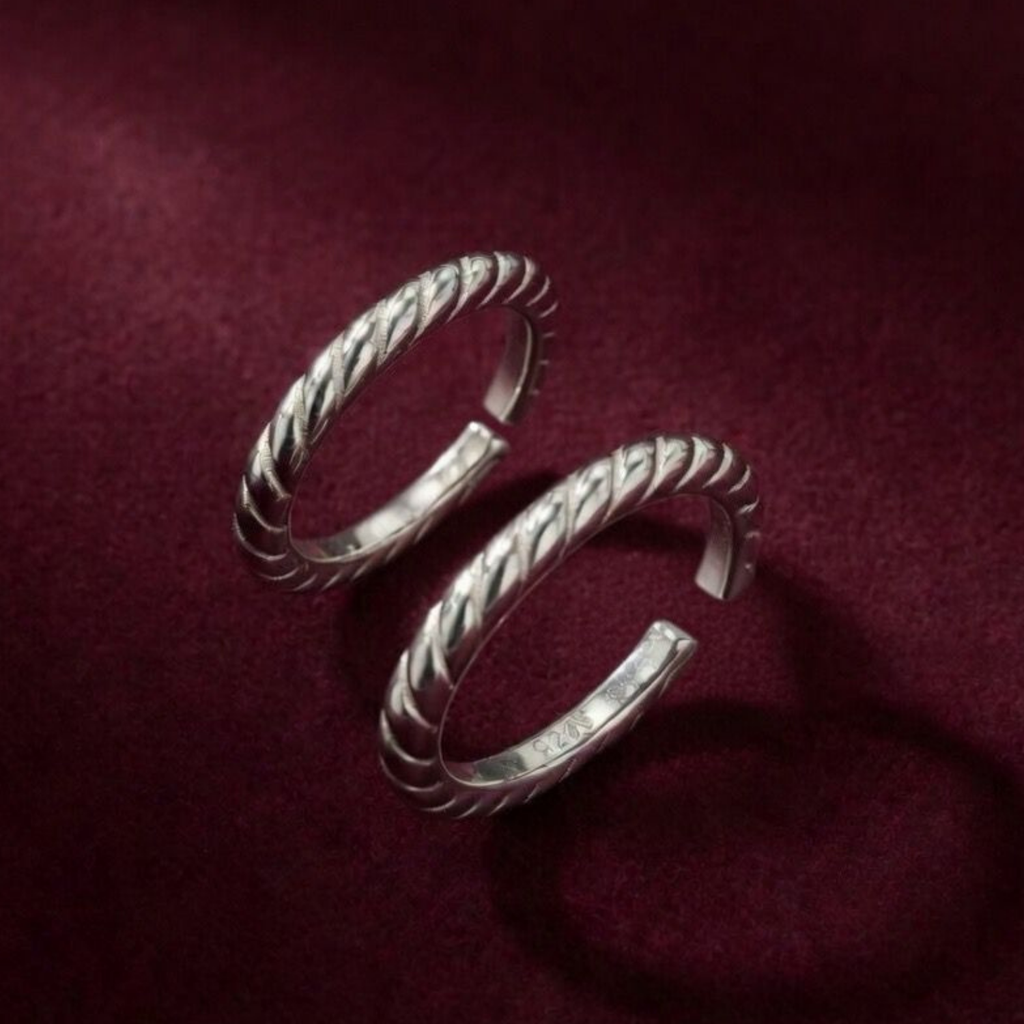 Twisted Rope Adjustable 925 Silver Toe Ring