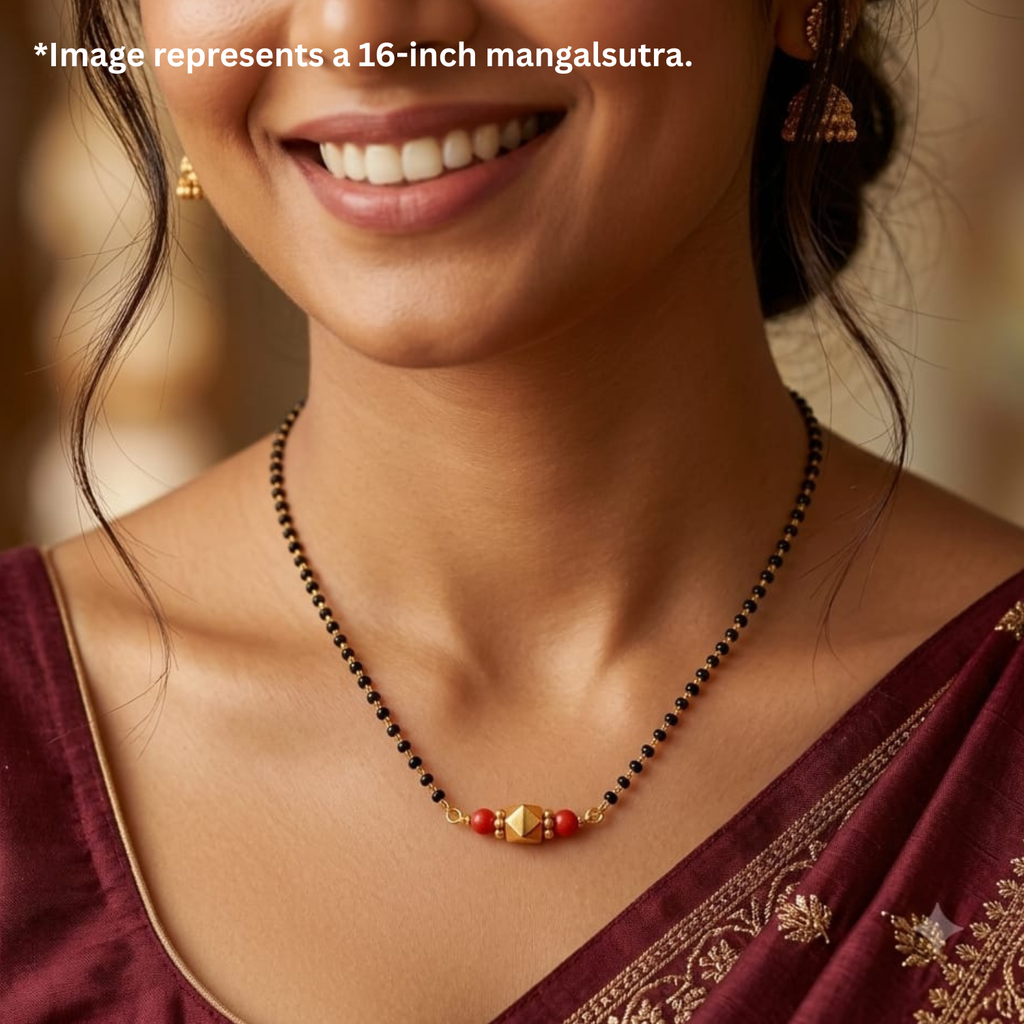 Handmade Ashtapailu Coral Mangalsutra | 24 Carat Gold Plated