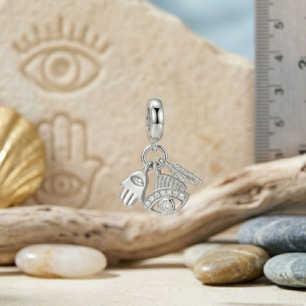 925 Silver Spiritual Protection Triple Dangle Charm