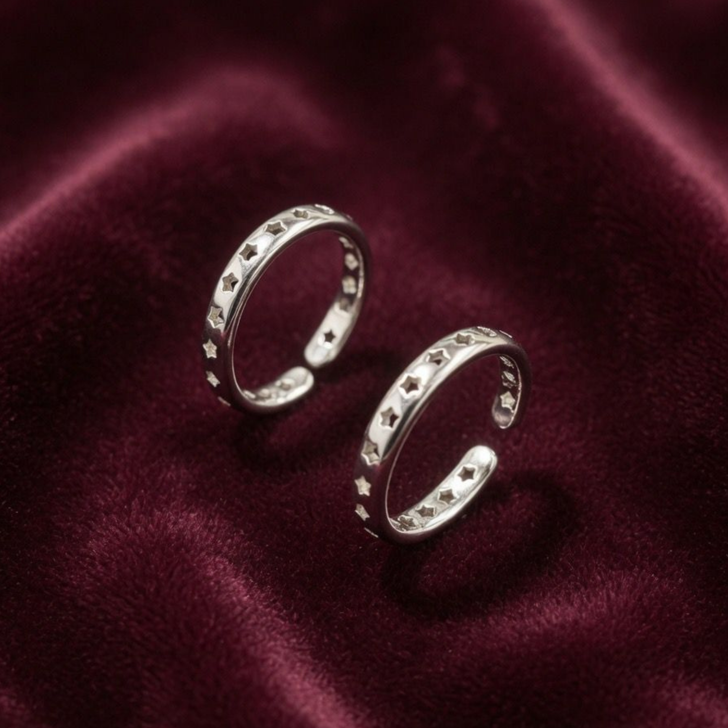 Celestial Engraved Star Jodvi 925 Silver Toe Ring